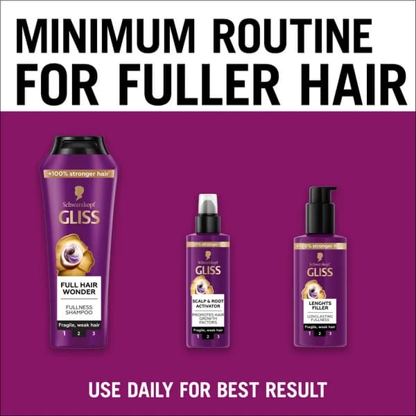 شامپو ضدریزش گلیس FULL HAIR WONDER حجم 400 میل — تصویر ۳