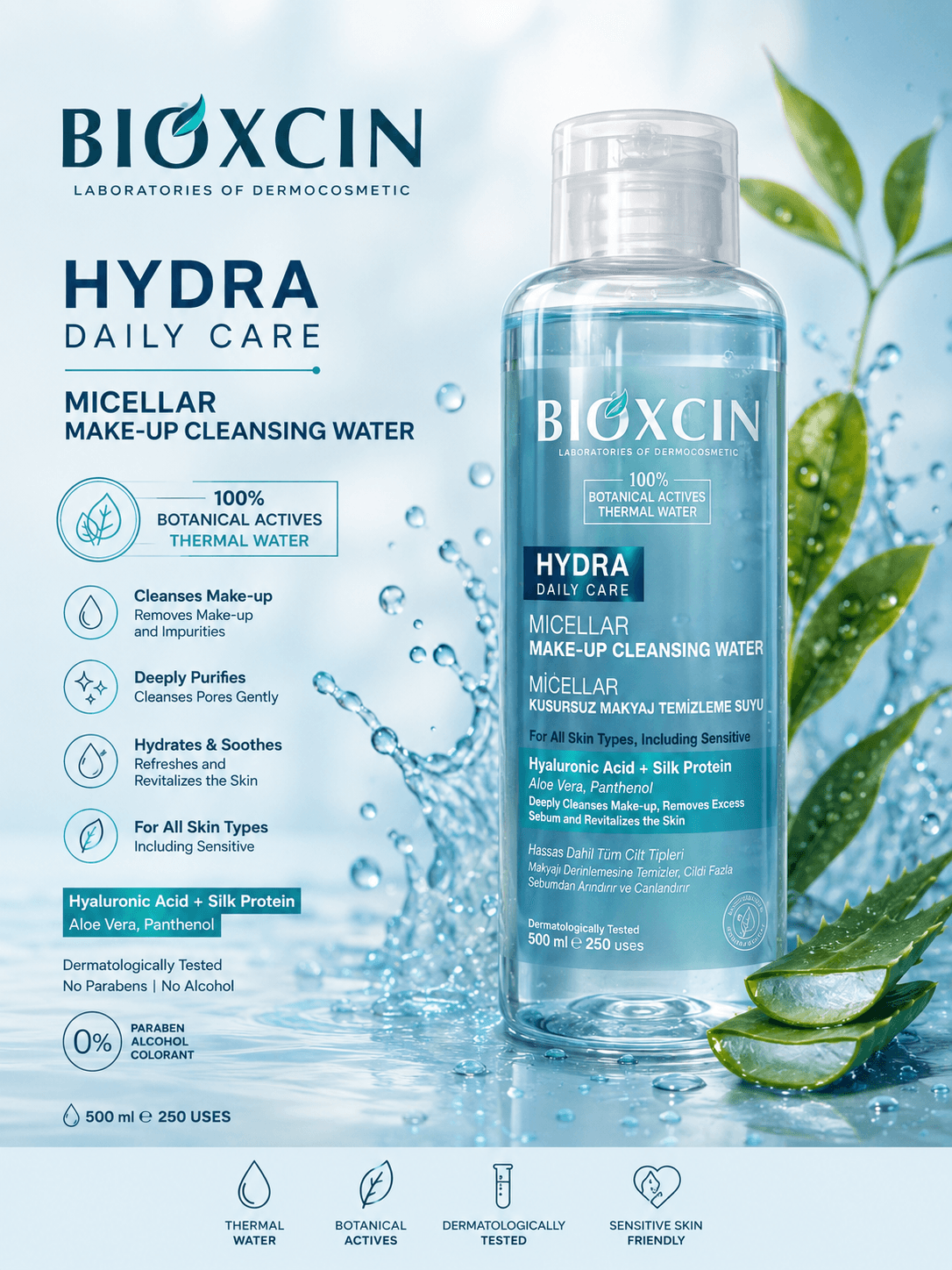 آرایش پاک کن میسلارواتر بیوکسین Bioxcin مدل Hydra مناسب انواع پوست — تصویر ۵