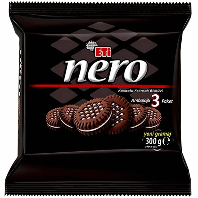 بیسکوییت کاکائویی اتی نرو با مغز کرم شیری ETI Nero