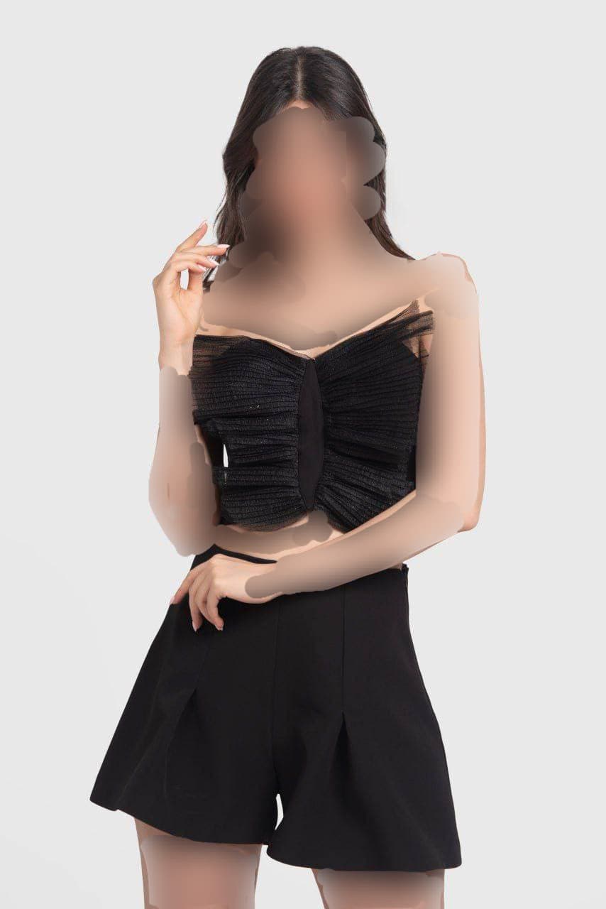 ست تاپ و شلوارک کرپ پروانه ای — تصویر ۵