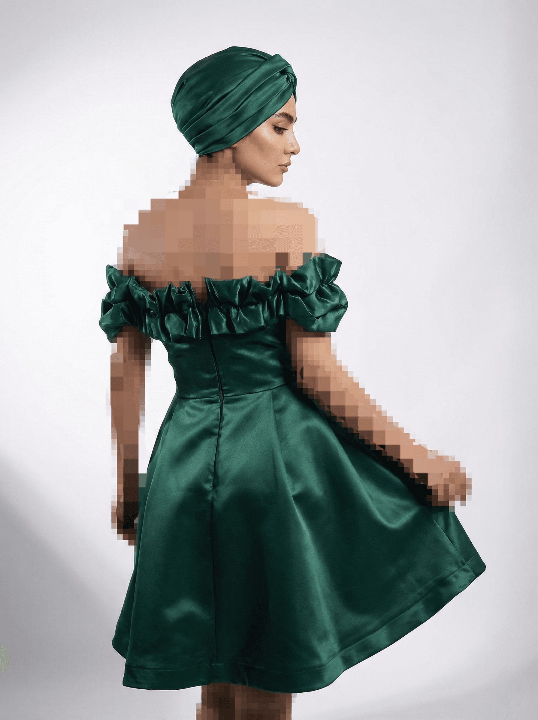 کوتاه عروسکی ساتن شاین یقه لول — تصویر ۱۰