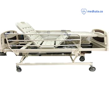تخت بیمارستانی سه شکن مکانیکی باتنظیم ارتفاع