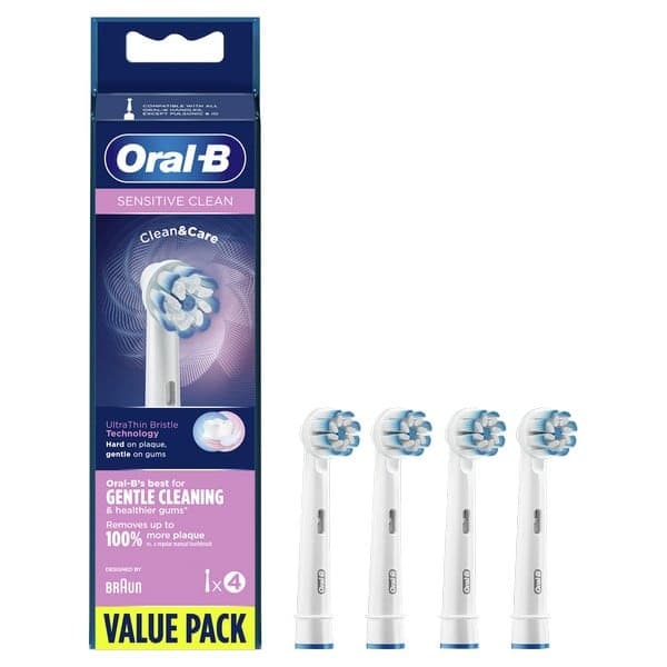 سری یدک مسواک برقی اورال بی مدل Sensitive Clean بسته 4 عددی — تصویر ۲