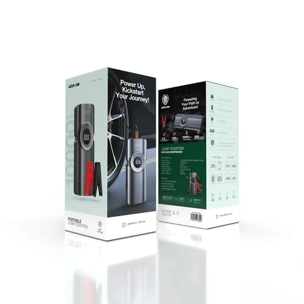 جامپ استارتر و پمپ باد گرین GREEN LION PORTABLE JUMP STARTER با ظرفیت 10000 میلی آمپرساعت — تصویر ۲