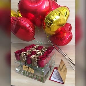 باکس شیشه ای با ۲۵ شاخه رز هلندی55 — تصویر ۱۱