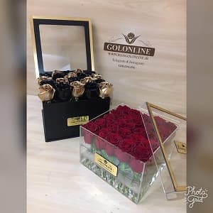باکس شیشه ای با ۲۵ شاخه رز هلندی55 — تصویر ۴