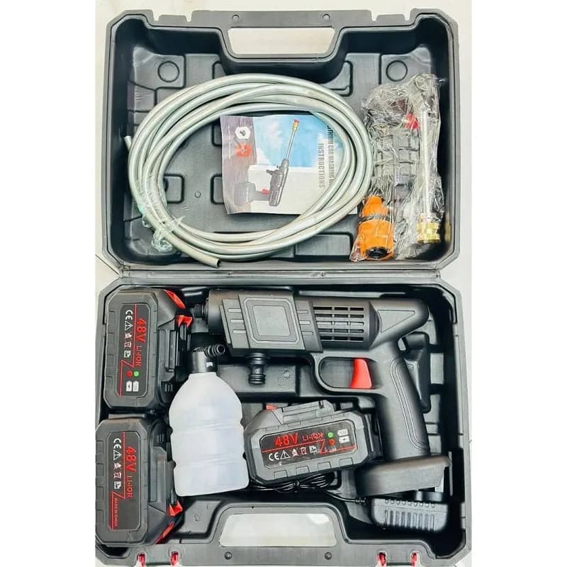 کارواش شارژی و سمپاش سه حالته cleaning gun توان 48 وات تک باتری – پک کارخانه اورجینال — تصویر ۵