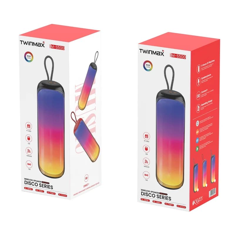 اسپیکر بلوتوثی قابل حمل تویین مکس TWINMAX M-S500 با چراغ RGB — تصویر ۳