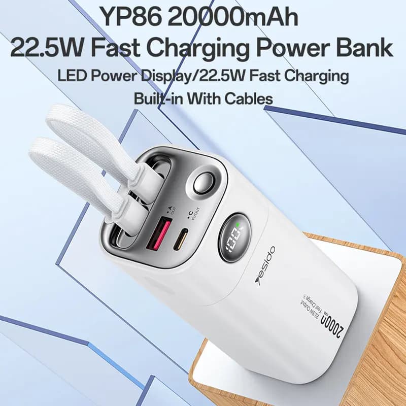 پاوربانک 22.5 وات یسیدو YESIDO YP86 با ظرفیت 20000 میلی آمپر ساعت — تصویر ۷