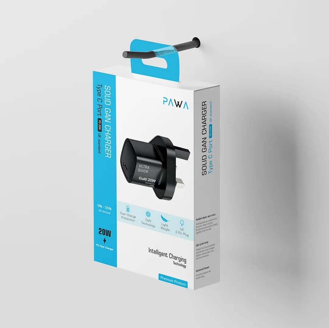 شارژر دیواری 20 وات پاوا PAWA SOLID GAN PW-GN20UK با پورت تایپسی — تصویر ۶