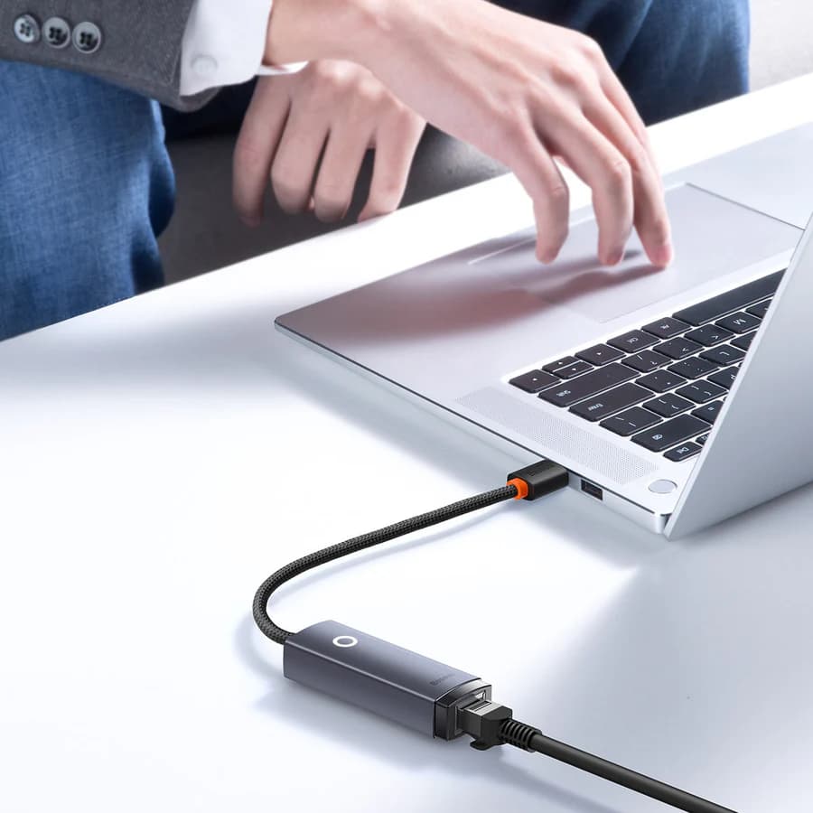 آداپتور شبکه Baseus سری Lite | تبدیل USB-A به RJ45 | بدنه آلومینیومی — تصویر ۶