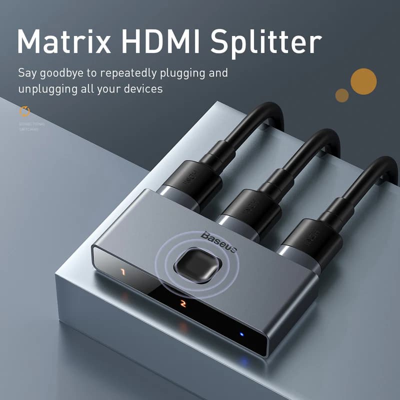 سوئیچ HDMI Baseus Matrix ( 2in1 or 1in2) — تصویر ۳