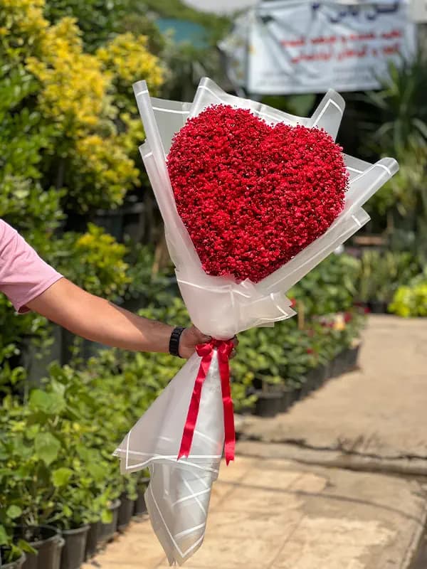 دسته گل قلبی ژیپسوفیلا قرمز — تصویر ۲