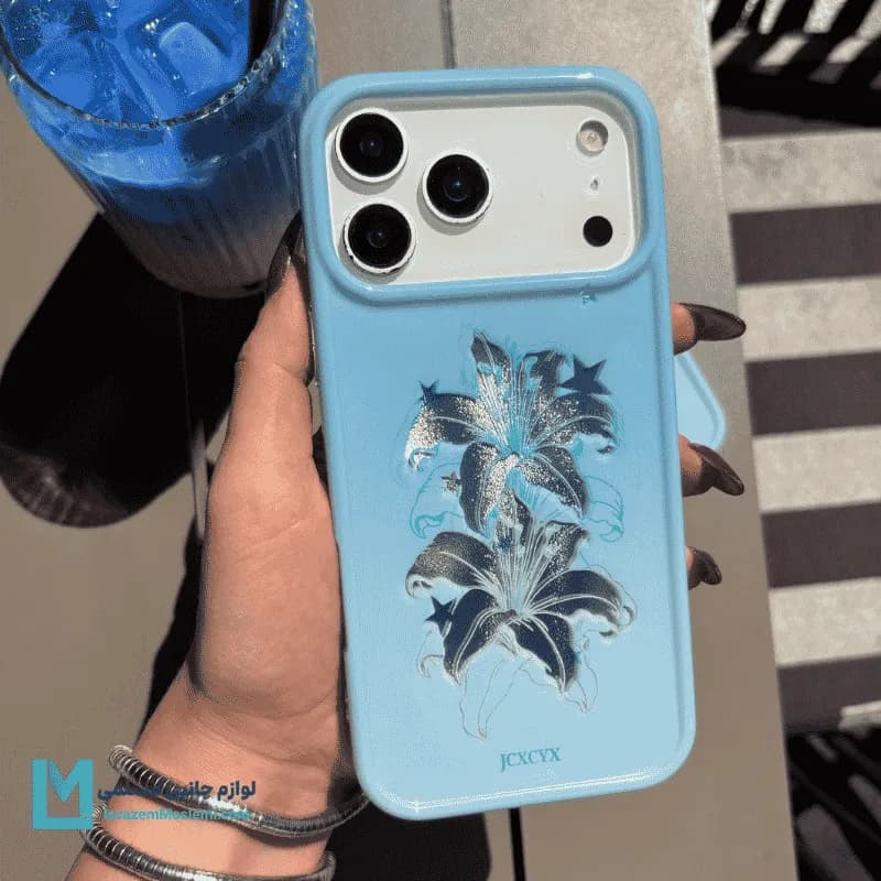 قاب گوشی دخترانه لیلیوم شاینی آبی کد C3971 | لوازم جانبی مسلمی — تصویر ۳