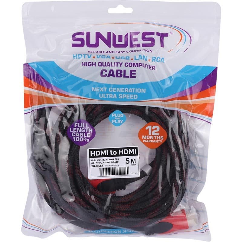 کابل HDMI پوست ماری سان وست Sunwest طول 5 متر — تصویر ۵
