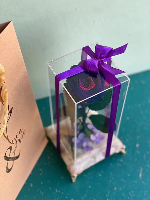 باکس پایه سنگی رز جاودان بنفش صورتی