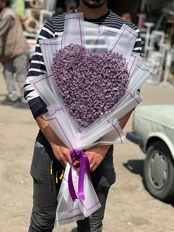 دسته گل قلبی ژیپسوفیلا بنفش — تصویر ۲