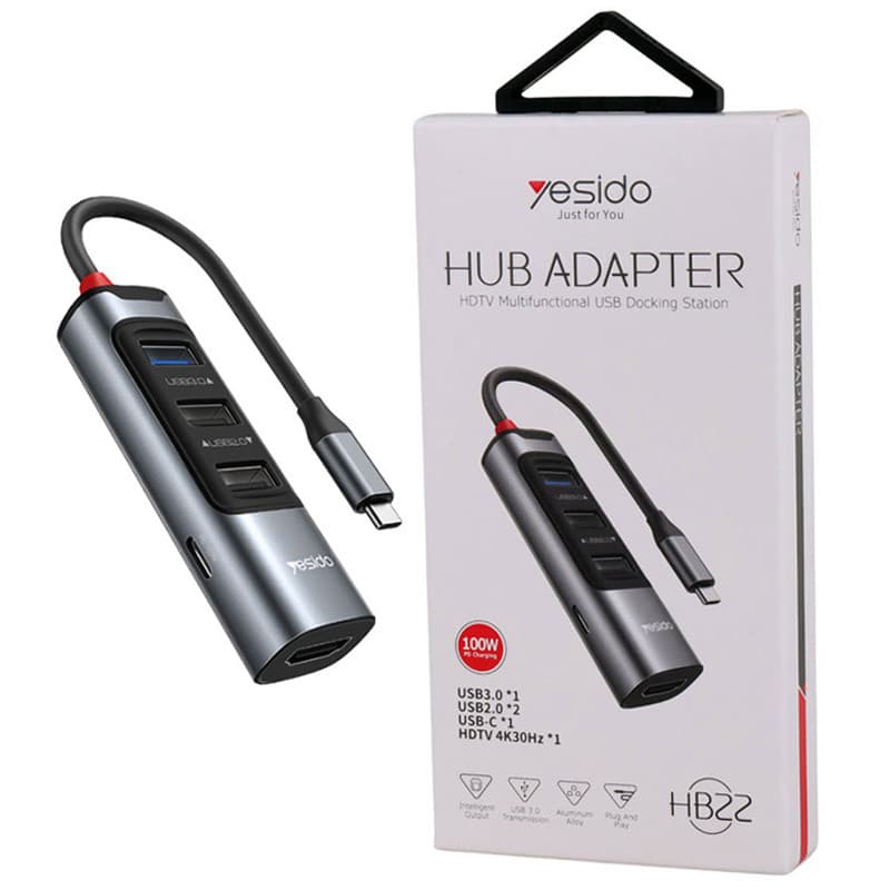 هاب 100 وات 5 پورت تایپسی یسیدو YESIDO HB22 — تصویر ۱۲