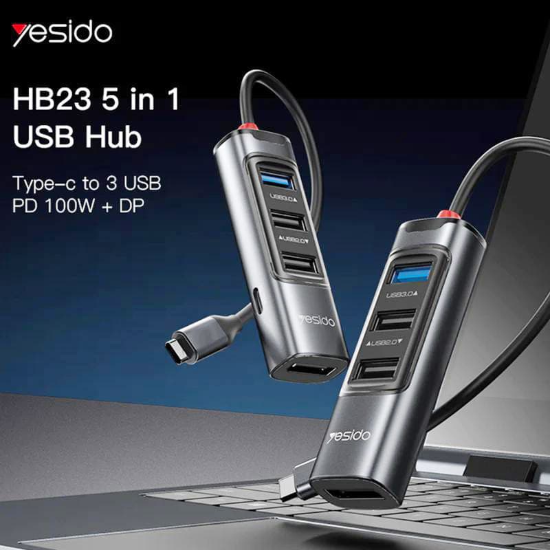 هاب 100 وات 5 پورت تایپسی یسیدو YESIDO HB22 — تصویر ۵