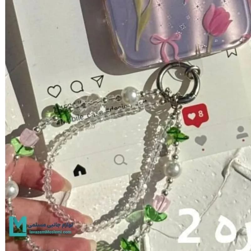آویز موبایل فانتزی کریستالی لاله کد C3957 | لوازم جانبی مسلمی — تصویر ۵