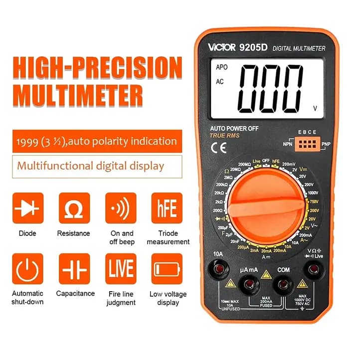 مولتی متر دیجیتال ویکتور مدل VICTOR 9205D — تصویر ۴