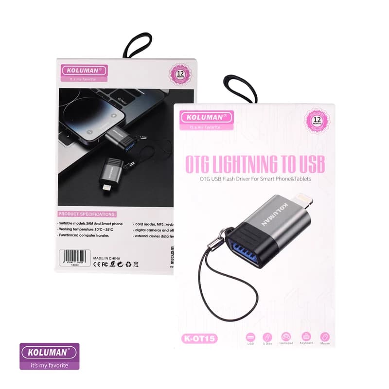 مبدل OTG آیفون کلومن KOLUMAN K-OT03 USB To LIGHTNING — تصویر ۴
