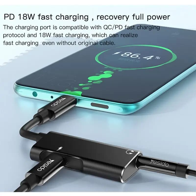 تبدیل جک 3.5 به آیفون یسیدو مدل YESIDO YAU11 AUDIO ADAPTER — تصویر ۵