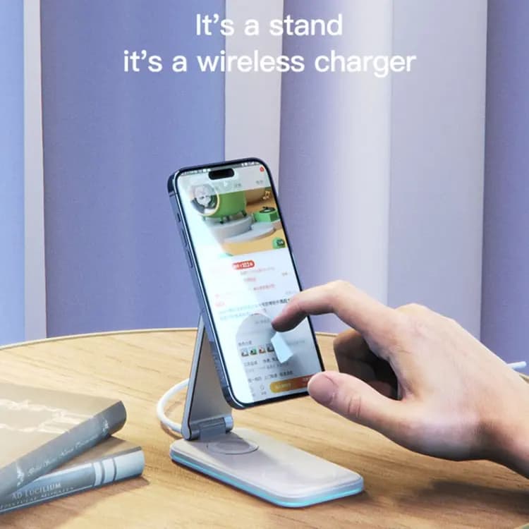 استند شارژ وایرلس یسیدو YESIDO DS17 FOLDABLE 3IN1 WIRELESS CHARGER — تصویر ۱۲