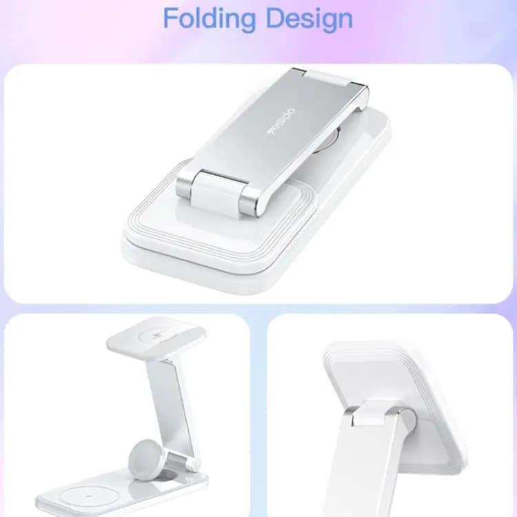 استند شارژ وایرلس یسیدو YESIDO DS17 FOLDABLE 3IN1 WIRELESS CHARGER — تصویر ۷