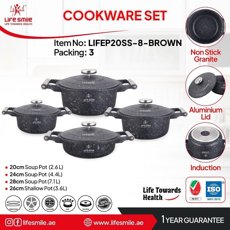 سرویس قابلمه تیتانیومی ۸ پارچه لایف اسمایل LIFEP20SS-8 — تصویر ۲