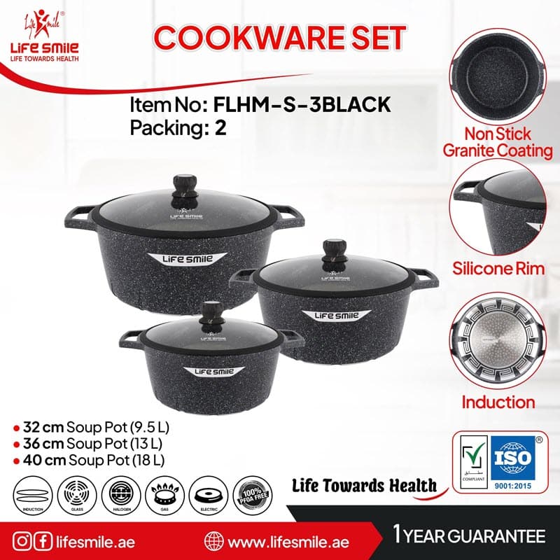 ست قابلمه گرانیتی 6 پارچه لایف اسمایل FLHM-S-3