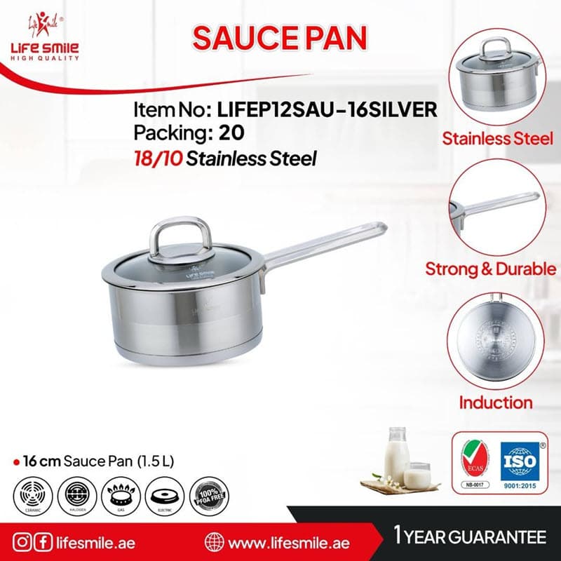 شیرجوش استیل سایز 16 لایف اسمایل مدل Lifep12SAU-16silver