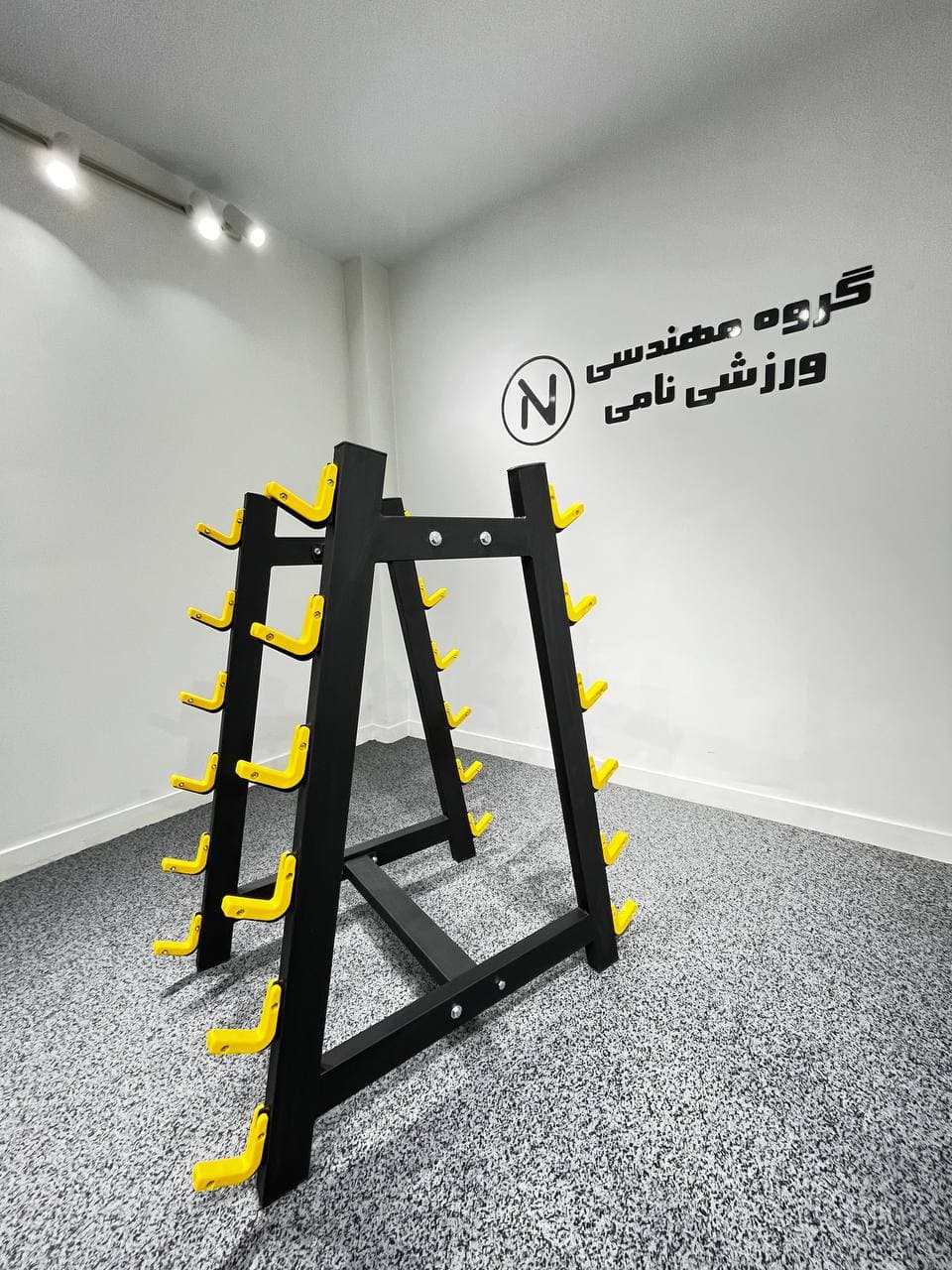 رک باربل 12 عددی قلاب رنگی مدل piece barbell rack with colored hooks NS011 — تصویر ۵