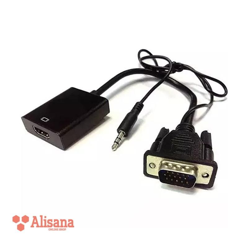 مبدل VGA به HDMI پک سبز با کابل صدا و پاور — تصویر ۴