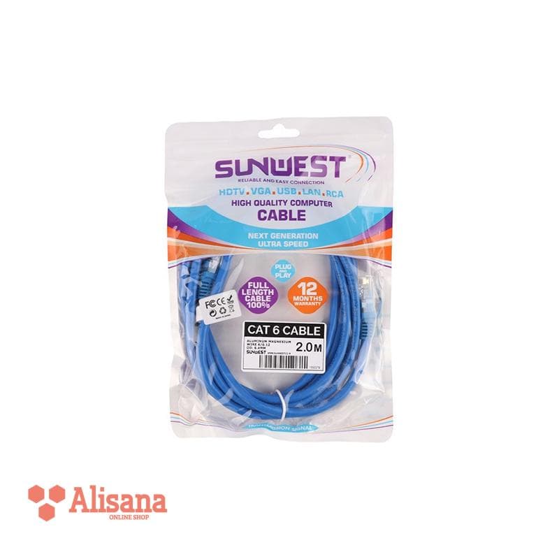 کابل شبکه سان وست Cat6 طول 2 متر — تصویر ۵