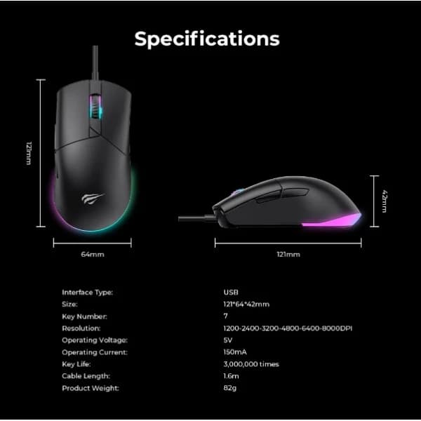 ماوس گیمینگ هویت مدل MS1038 با سیم — تصویر ۸
