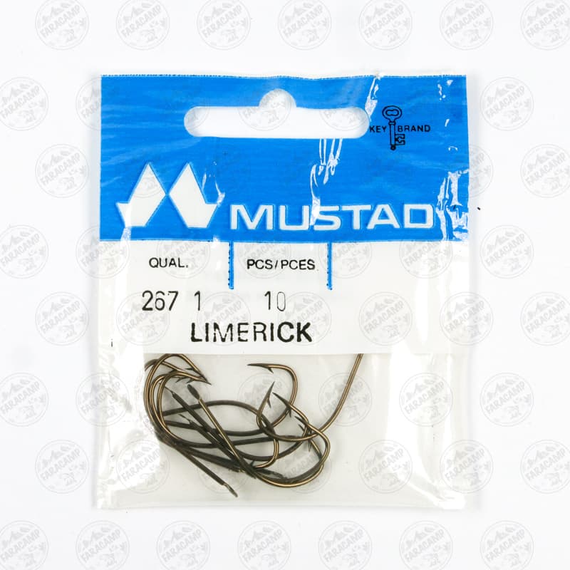 قلاب موستاد برنزی بدون چشمه سایز 1 بسته ۱۰ عددی MUSTAD 267 LIMERICK — تصویر ۲
