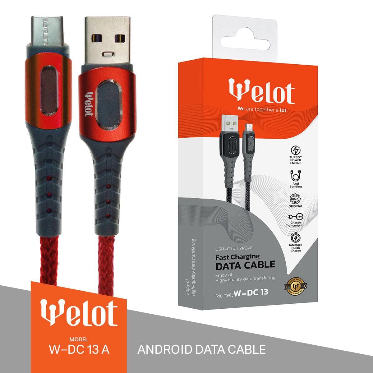 کابل شارژ کنفی اندروید ANDROIAD ویلوت WELOT W-DC13A