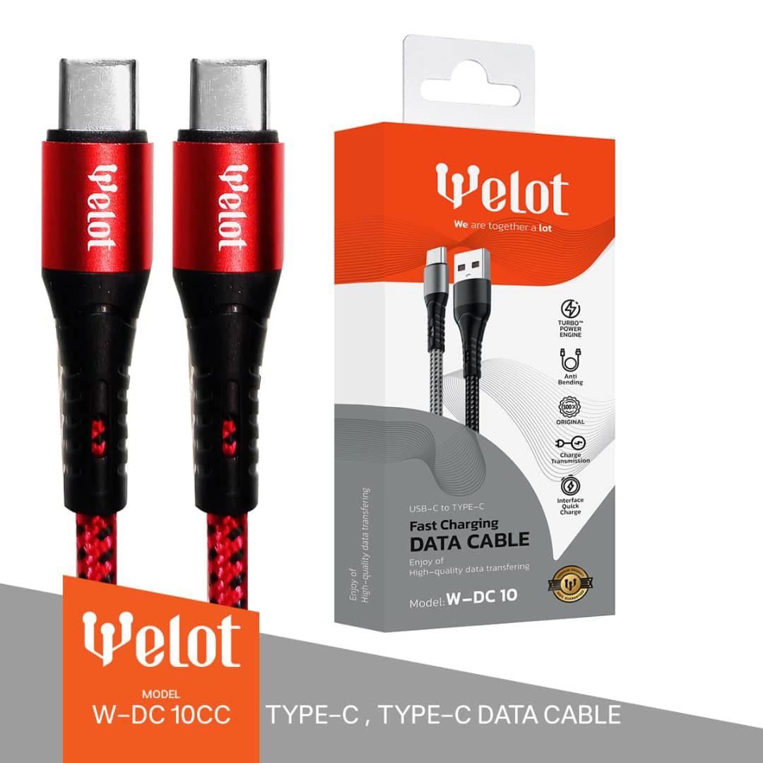 کابل شارژ کنفی دو سر تایپ سی TYPE-C TO TYPE-C ویلوت WELOT W-DC10cc