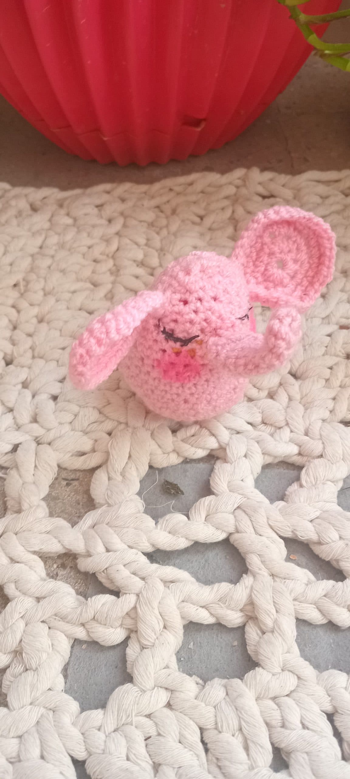 عروسک دستبافت فیل صورتی
