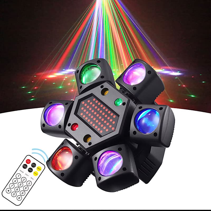 رقص نور مووینگ كينگ كنگ ۶ بازو لیزردار ۸۰ وات | Mini Six-Armed Disco Light — تصویر ۵