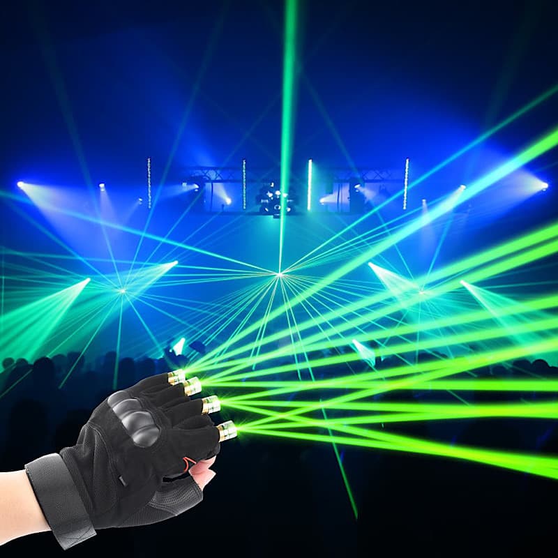دستکش لیزری سبز ۵ سر خطی و بارانی مخصوص دی‌جی و استیج | 5 Head Green Laser Gloves — تصویر ۱۲