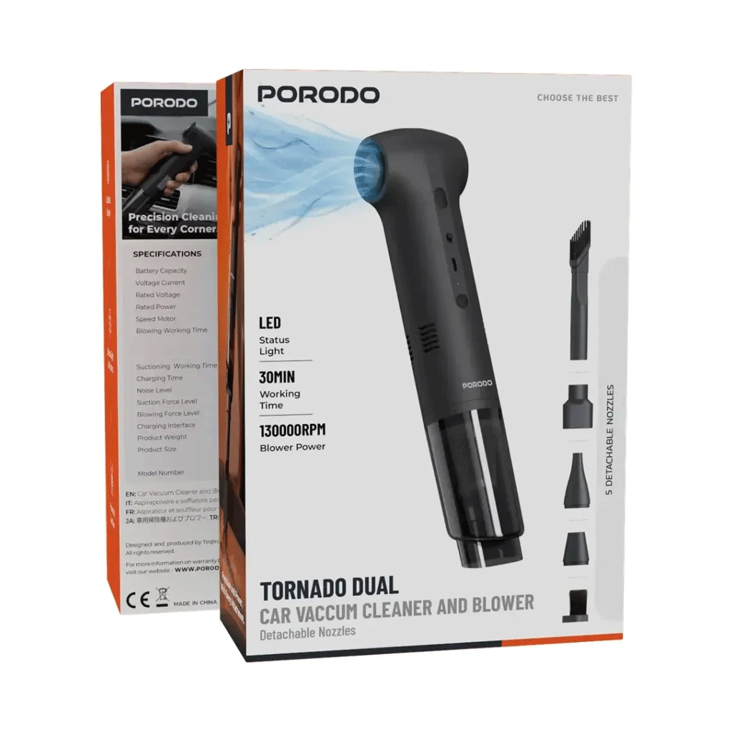 جت فن و جارو شارژی خودرو پرودو مدل Porodo Tornado Dual PDQ26BK — تصویر ۶