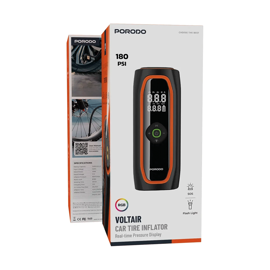 پمپ باد شارژی پرودو مدل Porodo Voltair 7500mAh — تصویر ۲