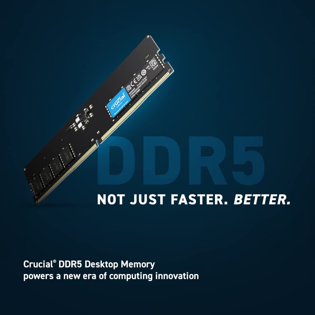 رم دسکتاپ DDR5 تک کاناله 4800 مگاهرتز CL40 کروشیال مدل UDIMM ظرفیت 32 گیگابایت — تصویر ۲