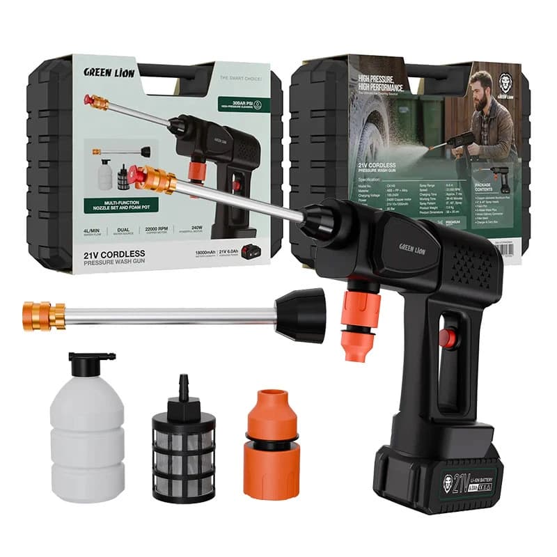 کارواش شارژی تفنگی گرین لاین مدل Green Lion Cordless Pressure Wash Gun CX140 — تصویر ۴
