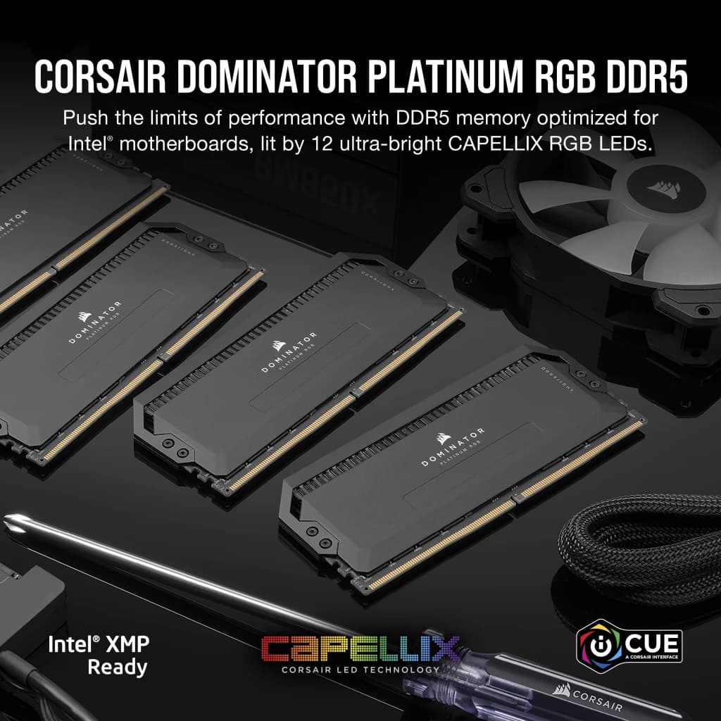 رم DDR5 دسکتاپ 32 گیگابایت 6200Mhz CL36 کورسیر مدل Dominator RGB Black دو کاناله — تصویر ۵