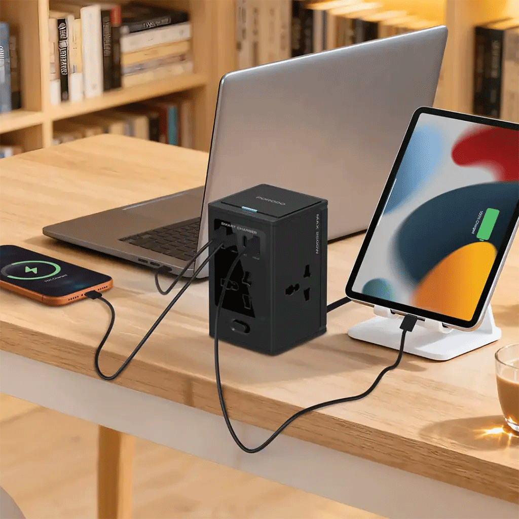آداپتور چندپورت پرودو مدل Porodo Universal GaN Multi-Port Cube Adaptor — تصویر ۶