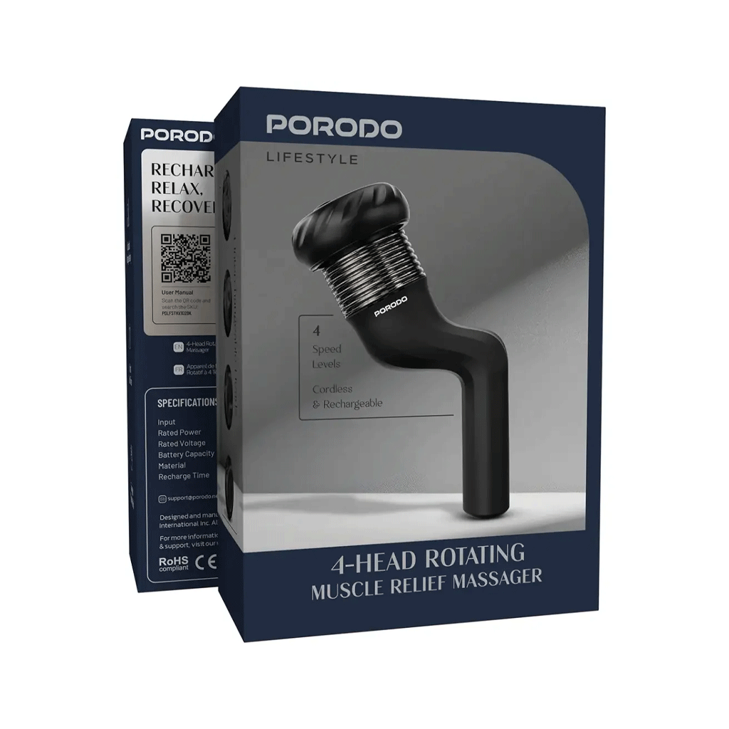ماساژور پرودو مدل Porodo Lifestyle 4-Head Rotating Muscle Relief Massager — تصویر ۳