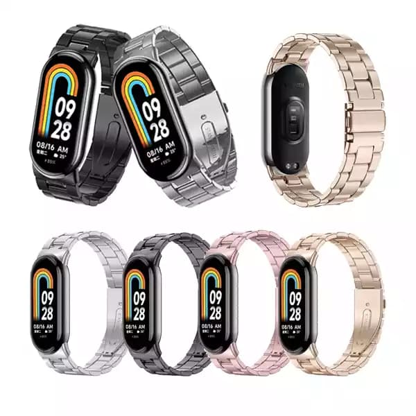 بند فلزی Mi Band 8 شیائومی طرح 3 مهره | رنگبندی 4 تایی همراه قابلیت تنظیم سایز — تصویر ۹